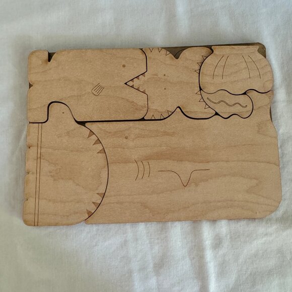 2 CHOMP Ocean & Forest wooden food chain puzzles for ages 3+ w/ drawstring bags - Picture 2 of 6